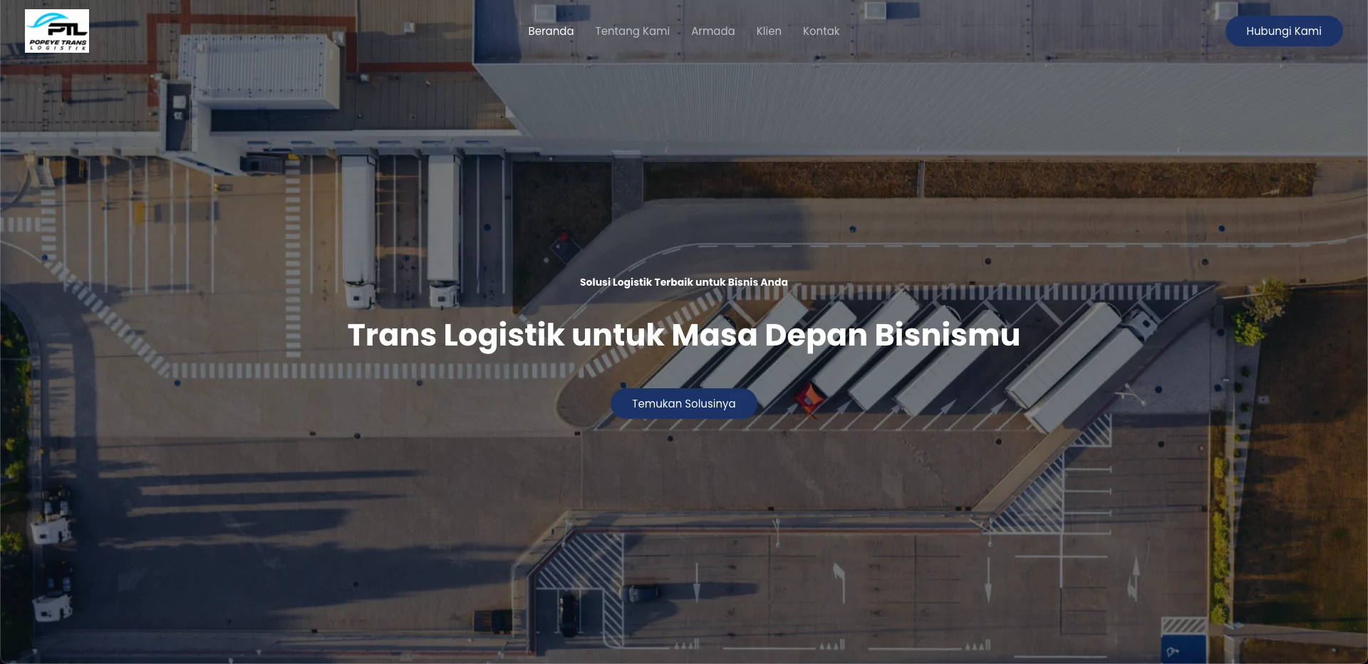 Tampilan beranda Popeye Trans Logistik